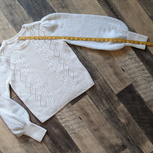 Anthropologie Elizabeth Pointelle Knit Sweater Lightweight Wool - Picture 6 of 7